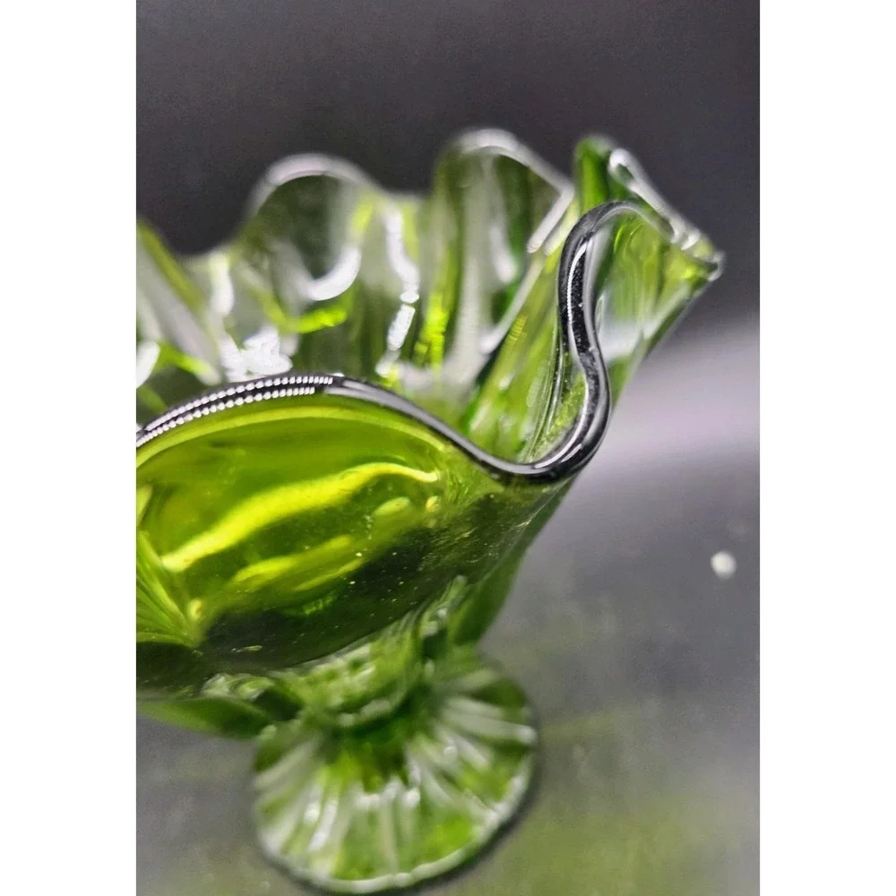 Vintage L. E. Smith Art Glass Swung Pedestal Vase Compote Mid-Century Modern